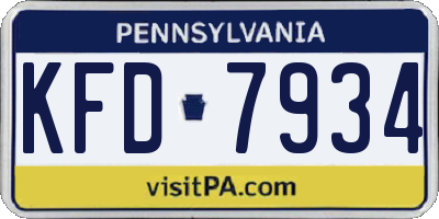 PA license plate KFD7934