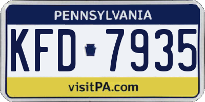 PA license plate KFD7935