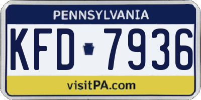 PA license plate KFD7936
