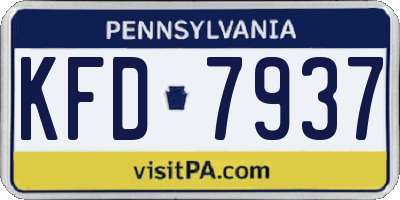 PA license plate KFD7937