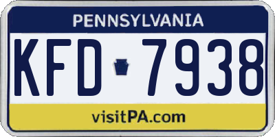PA license plate KFD7938