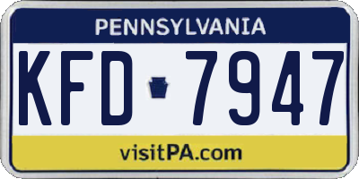 PA license plate KFD7947