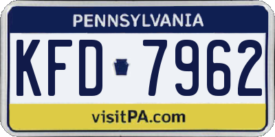 PA license plate KFD7962
