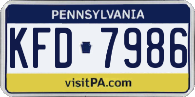 PA license plate KFD7986