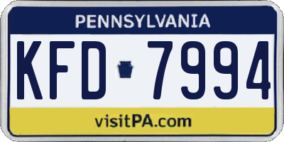 PA license plate KFD7994