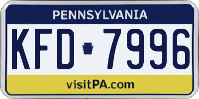 PA license plate KFD7996