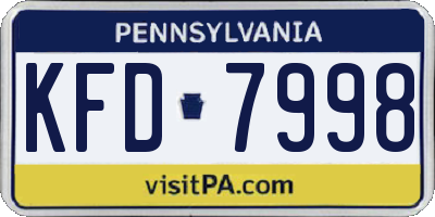 PA license plate KFD7998