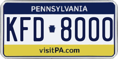 PA license plate KFD8000