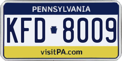 PA license plate KFD8009