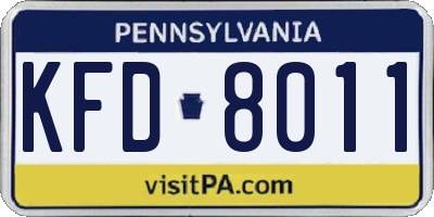 PA license plate KFD8011