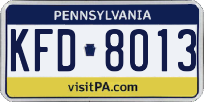 PA license plate KFD8013