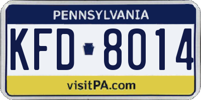 PA license plate KFD8014