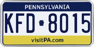 PA license plate KFD8015