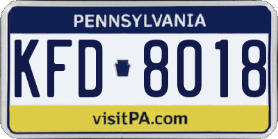 PA license plate KFD8018