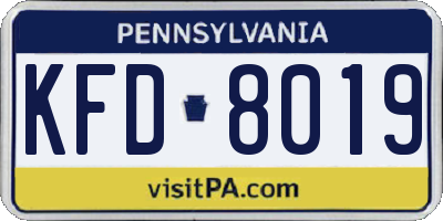 PA license plate KFD8019
