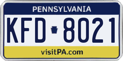 PA license plate KFD8021