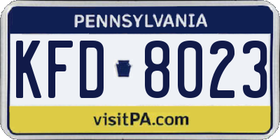 PA license plate KFD8023