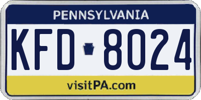 PA license plate KFD8024