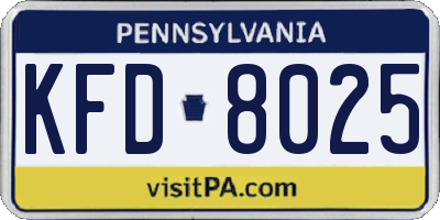 PA license plate KFD8025