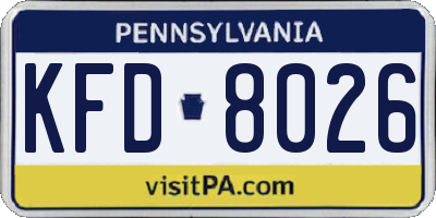 PA license plate KFD8026