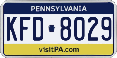 PA license plate KFD8029