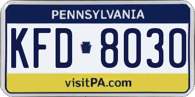 PA license plate KFD8030