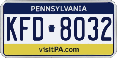 PA license plate KFD8032