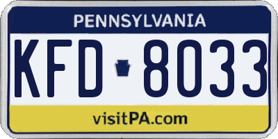 PA license plate KFD8033