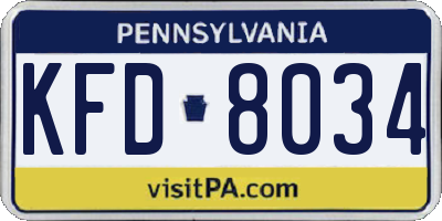 PA license plate KFD8034