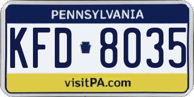 PA license plate KFD8035