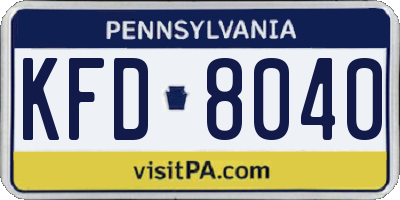 PA license plate KFD8040