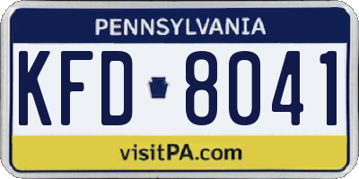 PA license plate KFD8041