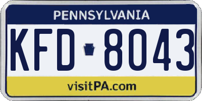 PA license plate KFD8043
