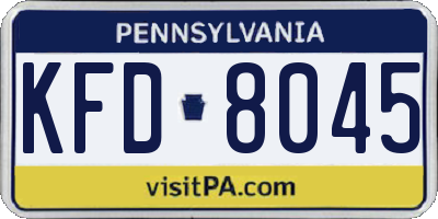 PA license plate KFD8045