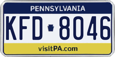 PA license plate KFD8046