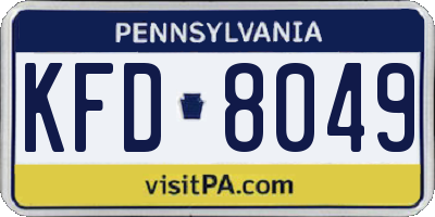 PA license plate KFD8049