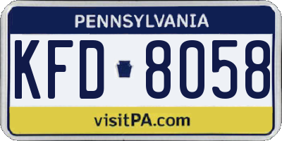 PA license plate KFD8058