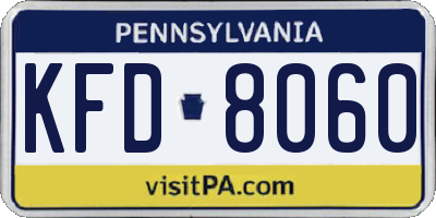 PA license plate KFD8060