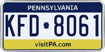 PA license plate KFD8061