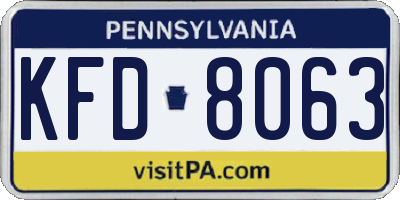 PA license plate KFD8063