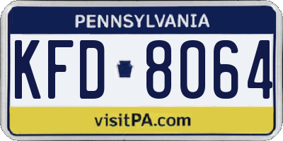 PA license plate KFD8064