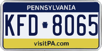 PA license plate KFD8065