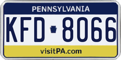 PA license plate KFD8066