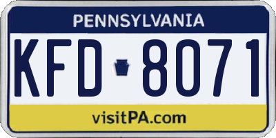 PA license plate KFD8071