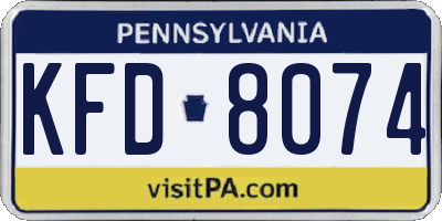 PA license plate KFD8074