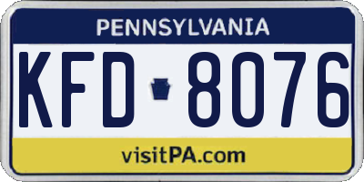 PA license plate KFD8076