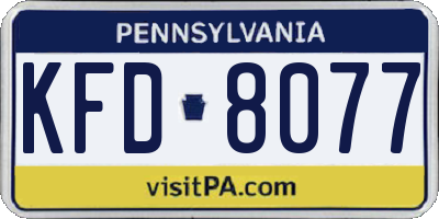 PA license plate KFD8077