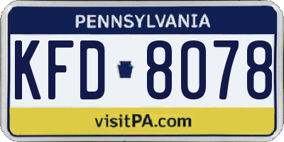PA license plate KFD8078