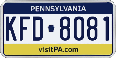 PA license plate KFD8081