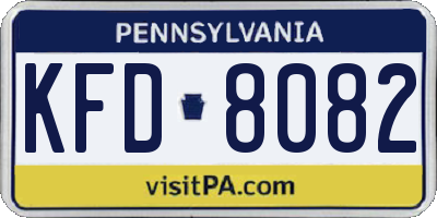 PA license plate KFD8082